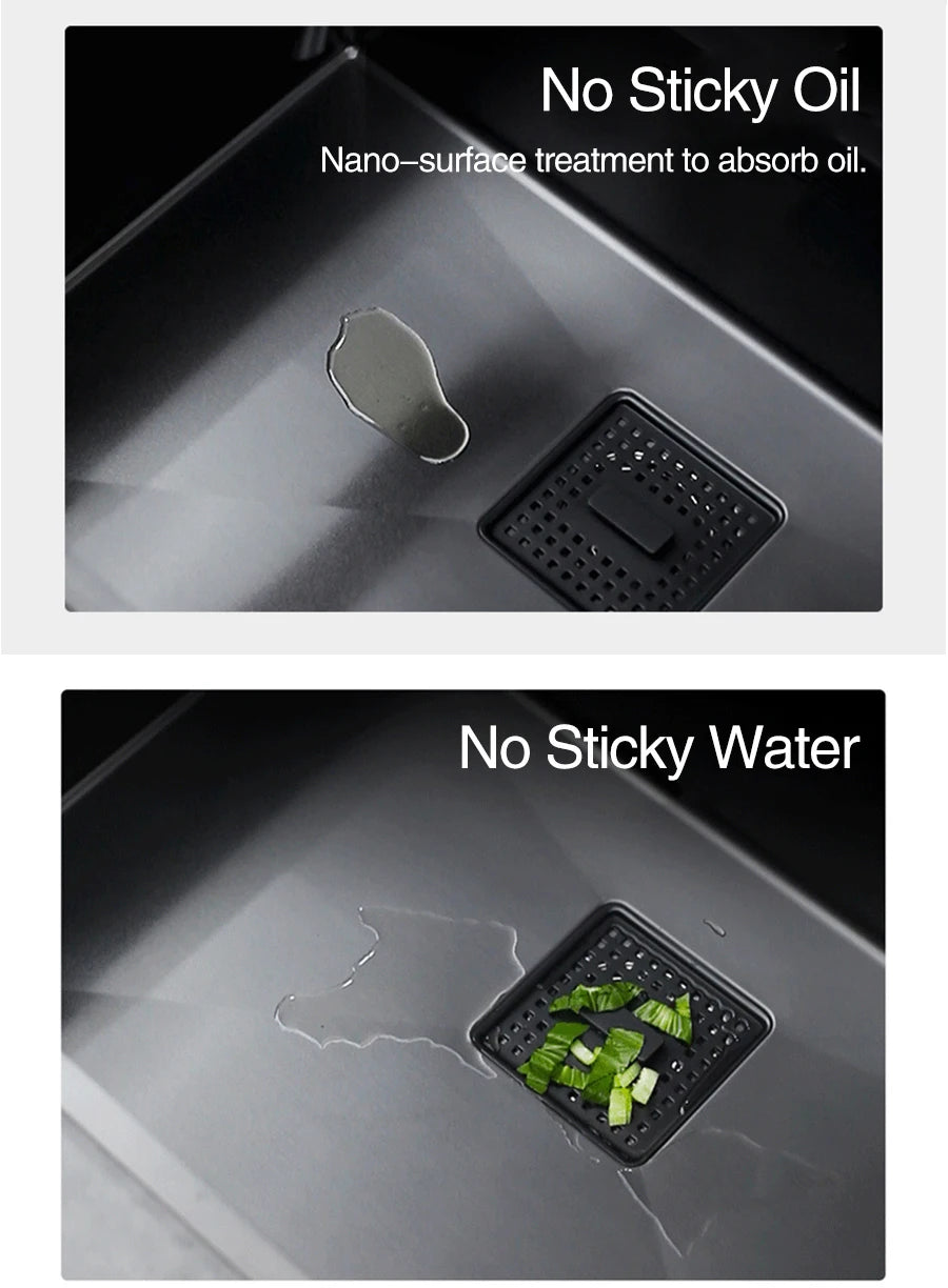 Nanometer Black Hidden kitchen Sink SUS 304 Stainless Steel 4mm Thickness Flip Cover Hidden Handmade kitchen Sinks