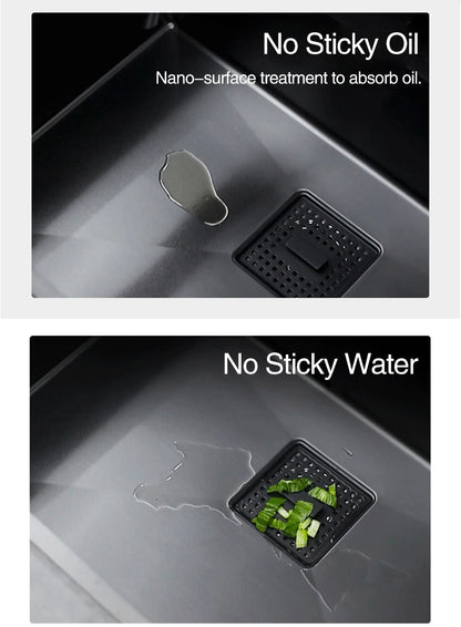 Nanometer Black Hidden kitchen Sink SUS 304 Stainless Steel 4mm Thickness Flip Cover Hidden Handmade kitchen Sinks