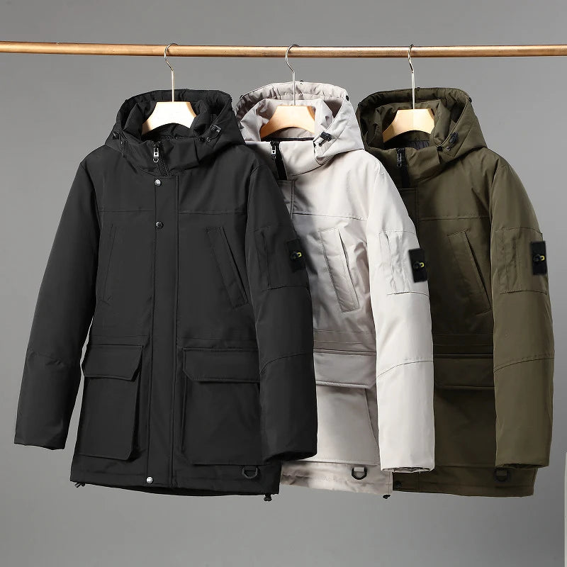 Compass Top Patch Italian Luxury Style  men's Solid color pointy collar single-breasted quilted jacket Nylon Grade 3 waterproof.