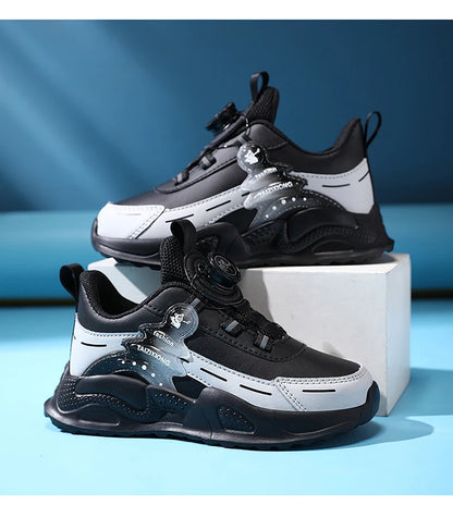 Boys Anti-Slip Waterproof Leather Running Shoes Outdoor Sports Walking Shoes Comfort Kids Sneakers For Autumn Winter 5-16 Years.