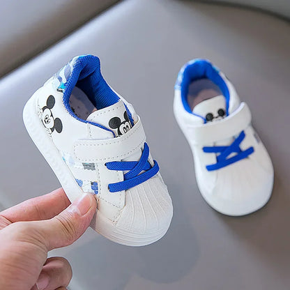 Disney White Casual Shoes For Baby Boy Girl Brand Children Sneaker Mickey Mouse Kids Sports Shoes Toddler Walking Shoes Size 25.
