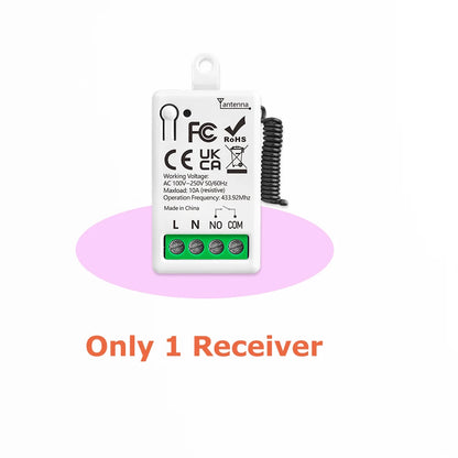 433 MHz intelligenter Lichtschalter AC 110 V 220 V Empfänger und 1/2/3 Gang 86 kabelloser Drucktastenschalter, Übertragung 50 m für Heimwerker