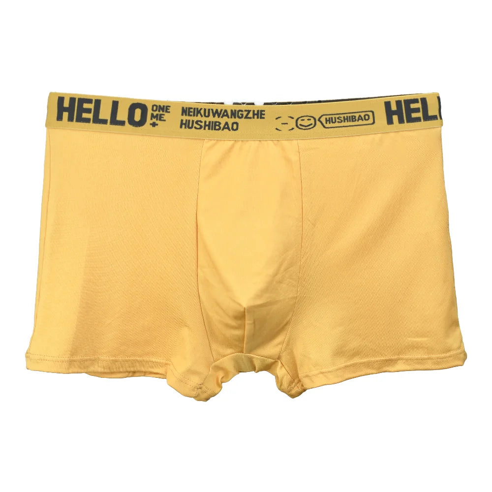 4Pcs männer Boxer Unterwäsche Mann Mid-taille Unterhose Einfarbig Antibakterielle Höschen Plus Größe Shorts Homme U konvexen Dessous