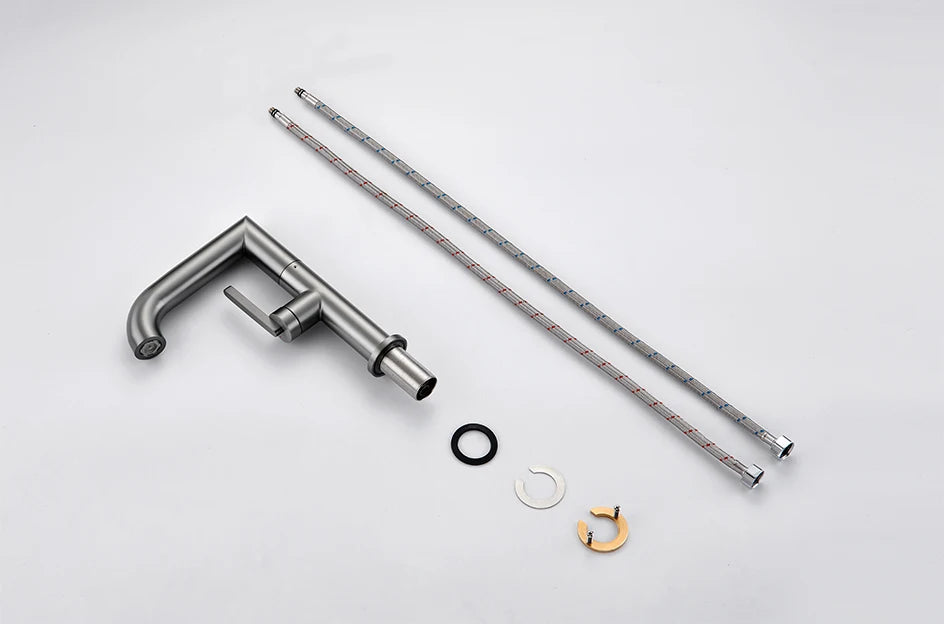 VGX Bathroom Faucets Stainless Steel Basin Mixer Sink Faucet Gourmet Washbasin Tapware Hot Cold Water Tap Brushed Gold Grey