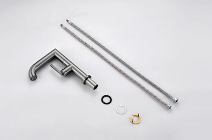 VGX Bathroom Faucets Stainless Steel Basin Mixer Sink Faucet Gourmet Washbasin Tapware Hot Cold Water Tap Brushed Gold Grey