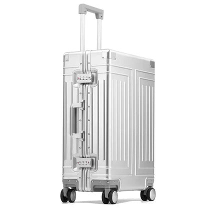 Trolley Box Rollgepäck Silber Koffer mit hoher Kapazität Koffer aus Aluminium-Magnesium-Legierung Universalrad.