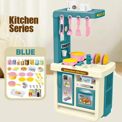 Mini Play Food Toys Kitchen Playset Accessories, Pretend Play Pizza Cake Milk Bread Pans Fork for 3+ Boys and Girls.