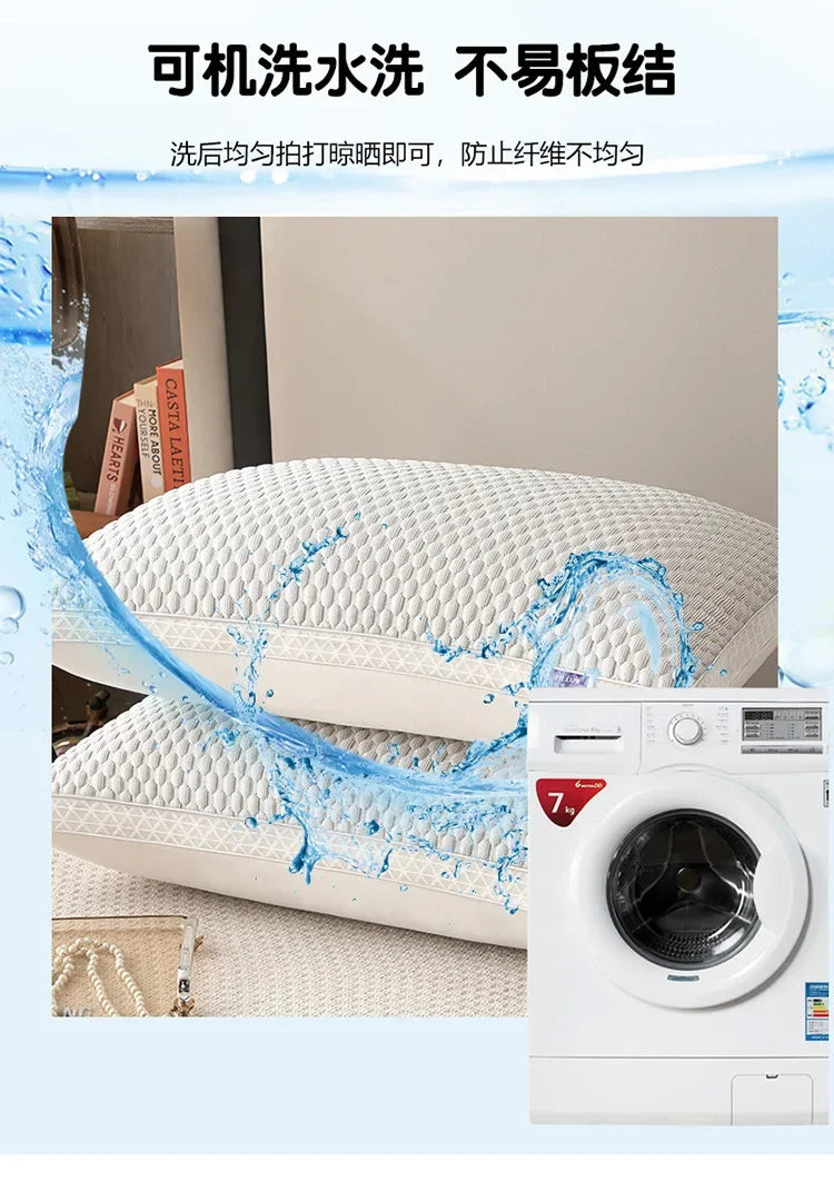 2025 new summer feather silk pillow cool Doudou ice silk pillow breathable mesh edge three-dimensional pillow core.