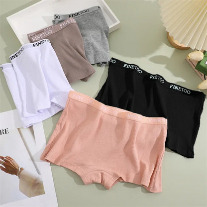 4Pcs Women Cotton Boxers Underwear Seamless Ice Silk Shorts Solid Color Ladies Soft Boyshorts Plus Size Cotton Boxers M/L/XL.