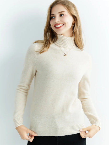 Gestrickte Pullover Kaschmir Pullover frauen 100% Merino Wolle Rollkragen Mode Pullover Winter Herbst Jumper Top Weibliche Kleidung.