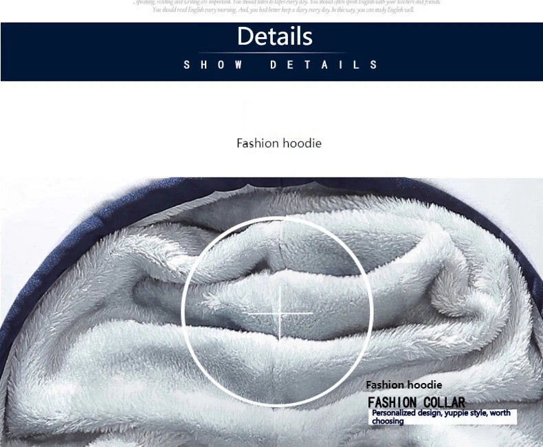 Winter New Men's Fleece Thickened Warm Sports Suit Fashionable Hooded Full Zipper Solid Color Trendy Casual Men's Suit.