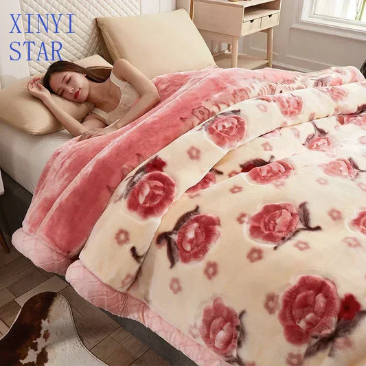 New Warm Weighted Blankets for Beds High End Thicken Warmth Raschel Blanket for Winter Autumn Double Side Plush Comforter Quilt.