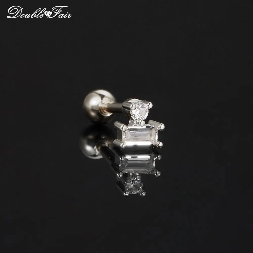 1pc Cartilage Tragus Helix Daith Crystal Ear Piercing Stud Earrings for Women Mini Screw Stainless Steel Stacking Ear Jewelry.