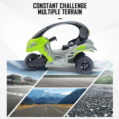 Electric RC Motorcycle Car Spray RC Stunt Toys Remote Control Drift Stunt Three Wheel Motorcycle with LED Lights for Kids Gifts.