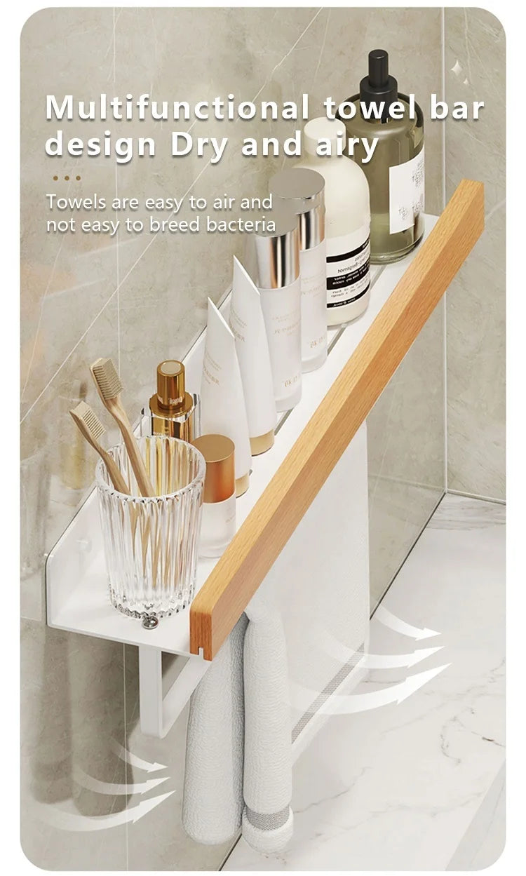 Holz Aluminium Material Badezimmer Regal Organizer Eckregal Shampoo Lagerregal Dusche Wandregal Badezimmer Organizer