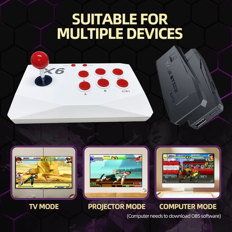 VILCORN M8 Game Stick 4K Arcade Video Game Console for MAME PS1 9 Emulator with Double Arcade Joysitck 41000 Games Retro Machine.