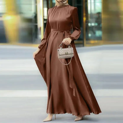 Muslim Maxi Dresses for Women Arabian Simple Loose Solid Elegant Dubai Turkey Islamic Temperament Muslim Plain Abayas for Women.