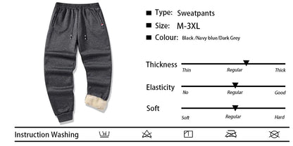 Men's Thicken Fleece Thermal Long Pants Winter Lambswool Warm Trousers Casual Jogging Drawstring Pants Male Sweatpants.