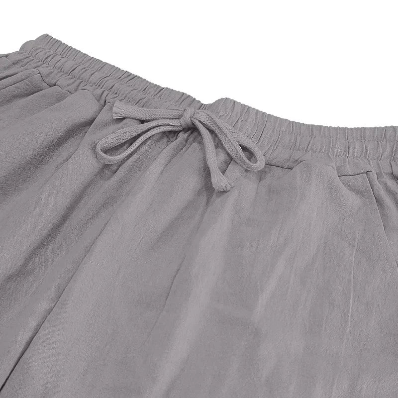 2025 Cross-border American Four Seasons Linen Men's Casual Suit Loose Long Sleeve Pants Shirt Suit Men's