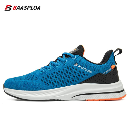 Baasploa Men's Running Shoes New Fashion Lightweight Mesh Breathable Walking Shoes Male Outdoor Casual Lace-Up Sports Shoes.