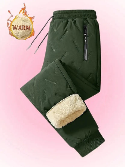 UETEEY Winter Thermal Fleece Pants Men Plush Lambswool Thicken Warm Waterproof Trousers Man Casual Windproof Joggers Sweatpants