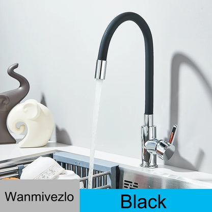 Kitchen Sink Faucet Flexible Water Pipe 360° Rotation Single Handle Deck Mount Cold Hot Water Mixer Water Tap