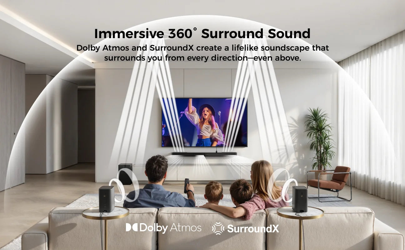 ULTIMEA 460W 5.1.2ch Sound Bar with Dolby Atmos, Surround Sound Home Theater System for TV with 2 Surround Speakers, APP Control.