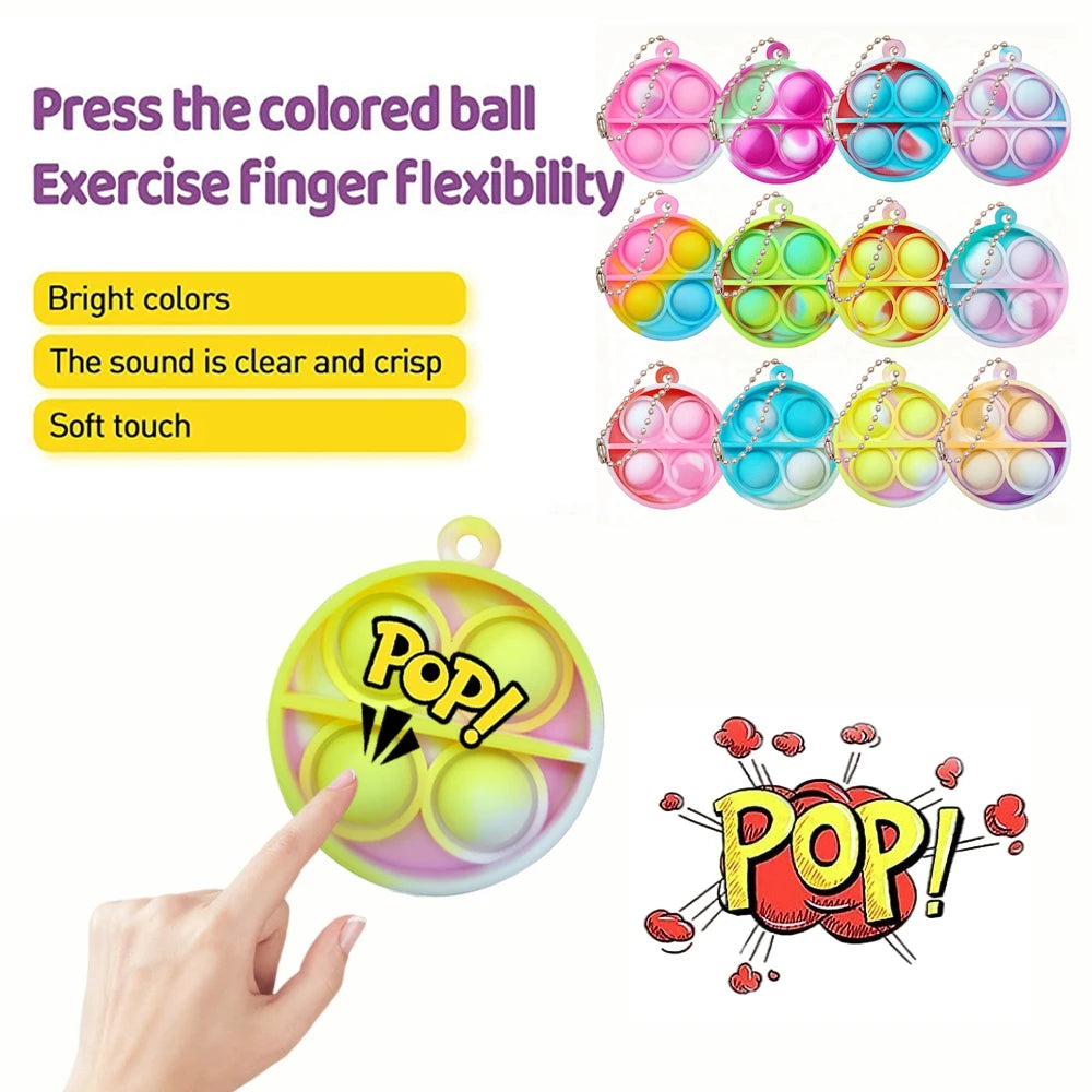 12/24/48Pcs Mini Pop Fidget Toy Pack Kit Keychain Stress Relief Toys Party Favors Office Desk Toy for Kids Adults Brinquedos.