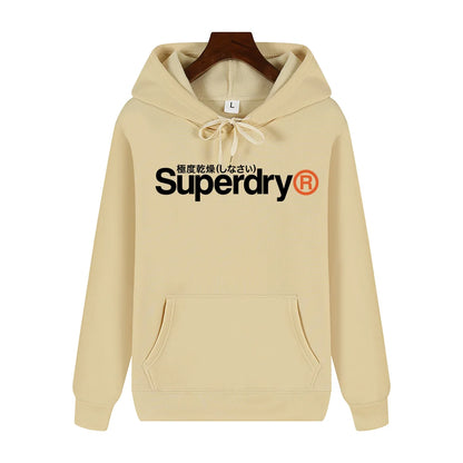 SUPERDRY Men's Autumn and Winter Fashion Brand Casual Hooded Sweatshirt Street Hip-hop Retro Sweatshirt Sports Men's Hoodie.