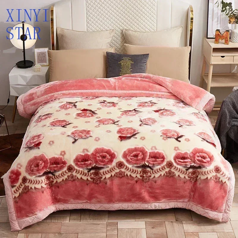 New Warm Weighted Blankets for Beds High End Thicken Warmth Raschel Blanket for Winter Autumn Double Side Plush Comforter Quilt.