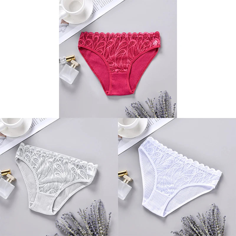 3PCS Cotton Solid Color Women's Panties Breathable Skin-friendly Women's Underwear Home Comfortable Soft Sexy Ladies' Lingerie.