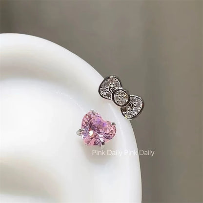 1pcs Quality Shiny Cross Zircon 316L Stainless Steel Ear Bone Nail Y2K Style Silver Color Earring for Women Cochlear Accessories