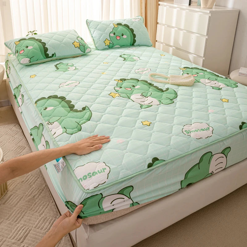 Waterproof Mattress Cover Cartoon Style Bed Covers Quilted Fitted Sheet постельное белье Thickened Bedspread(No Pillowcase)