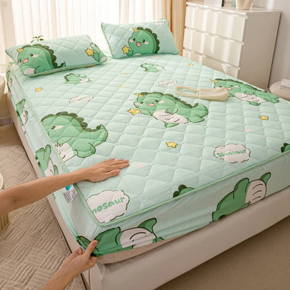Waterproof Mattress Cover Cartoon Style Bed Covers Quilted Fitted Sheet постельное белье Thickened Bedspread(No Pillowcase)