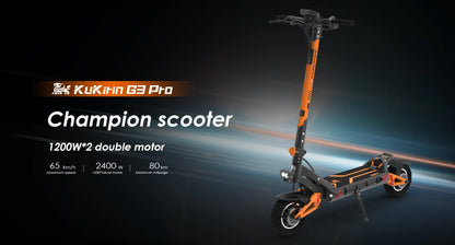 KuKirin G3 Pro Electric Scooter 1200W*2 Dual Motor 52V 23.2Ah Battery 80KM Range 65Km/h Max Speed E-scooter 10 Inch Tires.