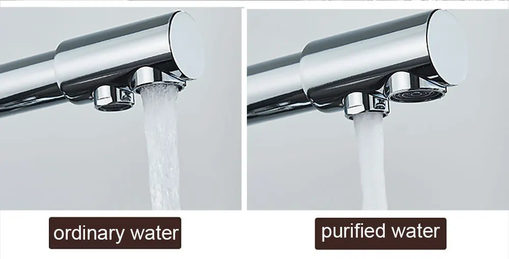 Balck Kitchen Filtered Faucet Brass Purifier Faucet Dual Sprayer Drinking Water Beige with Dot Vessel Sink Mixer Tap Torneira