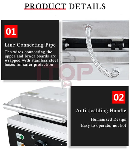 ITOP Commercial Electric Waffle Machine Sandwich Plum Crisp Donut Maker Food Shaper French Waffle Maker Non-stick Coating.