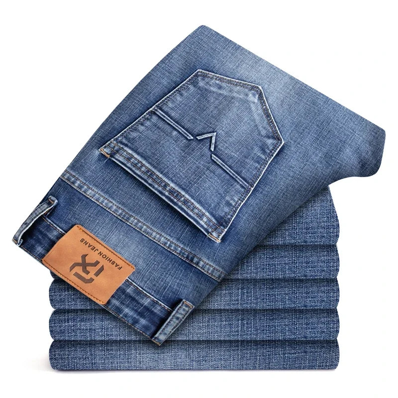 Herbst Winter Neue Business herren Jeans Klassische Mode Stretch Gewaschen Casual Denim Hosen Bequeme Gerade Männliche hosen