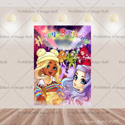 Cartoon Regenbogen Puppe High School Thema Hintergrund Geburtstag Party Dekoration Lieferungen Einweg Tasse Besteck Ballon Baby Geschenk