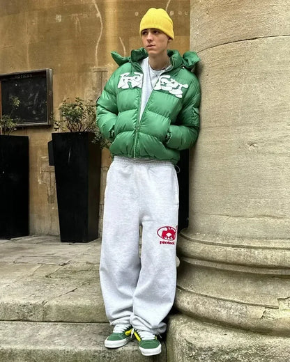 Streetwear PROTECT Mode Brief Stickerei Lose Jogginghose männer Und frauen Y2K Harajuku Hip-Hop Gothic Casual Joker Hosen
