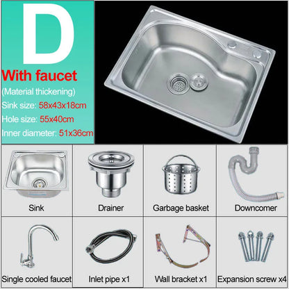 Verdickter Einzelschlitz aus Edelstahl 304 mit Halterung zum Aufhängen an der Wand, Waschbecken, Balkonbecken, Küchenwaschbecken, Waschbecken