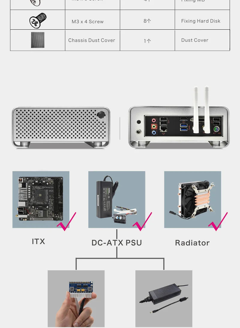 METALFISH MetalGear Plus Aluminum Mini HTPC Case Mini ITX Cases Computer Gaming PC Desktop Case.