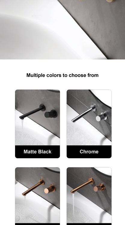 Luxury brushed gold brass wall mounted adjustable water volume bathroom faucet Embedded design for hot and cold water basin Tap