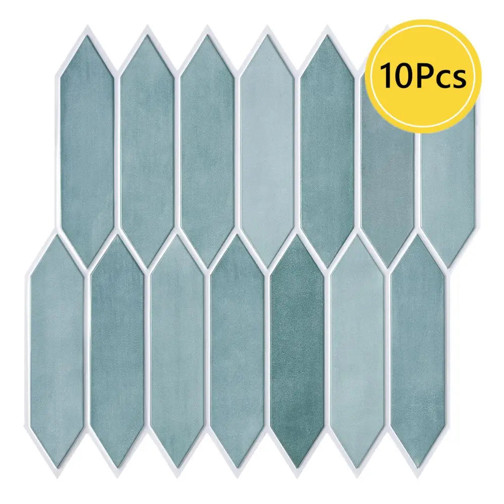 10 Pcs 3D Wall Panels, Peel and Stick Backsplash Tiles, Long Hexagon 3D Decorative Tiles for Interior Decor 30 X 30cm