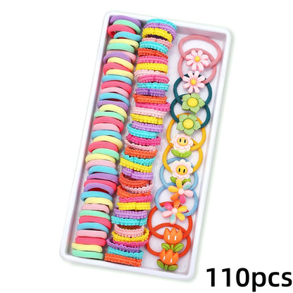 1Pack Girls Colorful Hair Bands Set Nylon Elastic Rubber Band Children Ponytail Holder Scrunchies Kids Hair Accessories