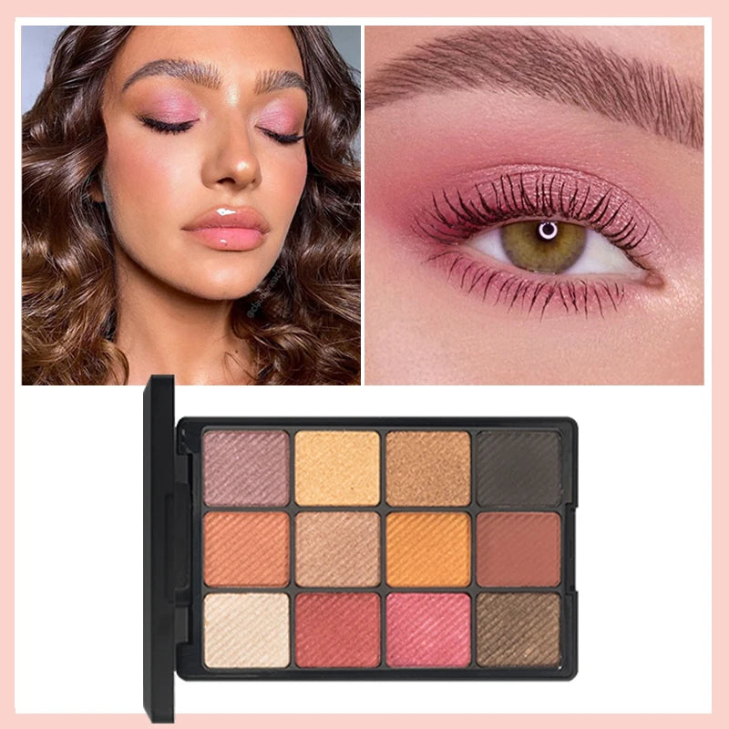 12-Color Glitter Eyeshadow Palette- Highly Pigmented,Long-Lasting Diamond Metal and Matte Shades for a Dazzling Eye Makeup Look.