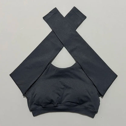 HISTELLO Long Sleeve Crop Top Women Seamless Yoga Tops Backless Clothing Gym Workout Sportswear Strong Supports Sports Shirt.