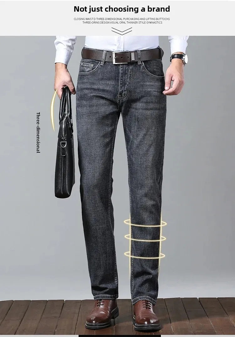 Lee Dex Jeans Herren Herbst/Winter Dicke, gerade Beine, lockere Passform, lässige Business-Hose, schlankmachend, glättet Ihre Silhouette-Hose.