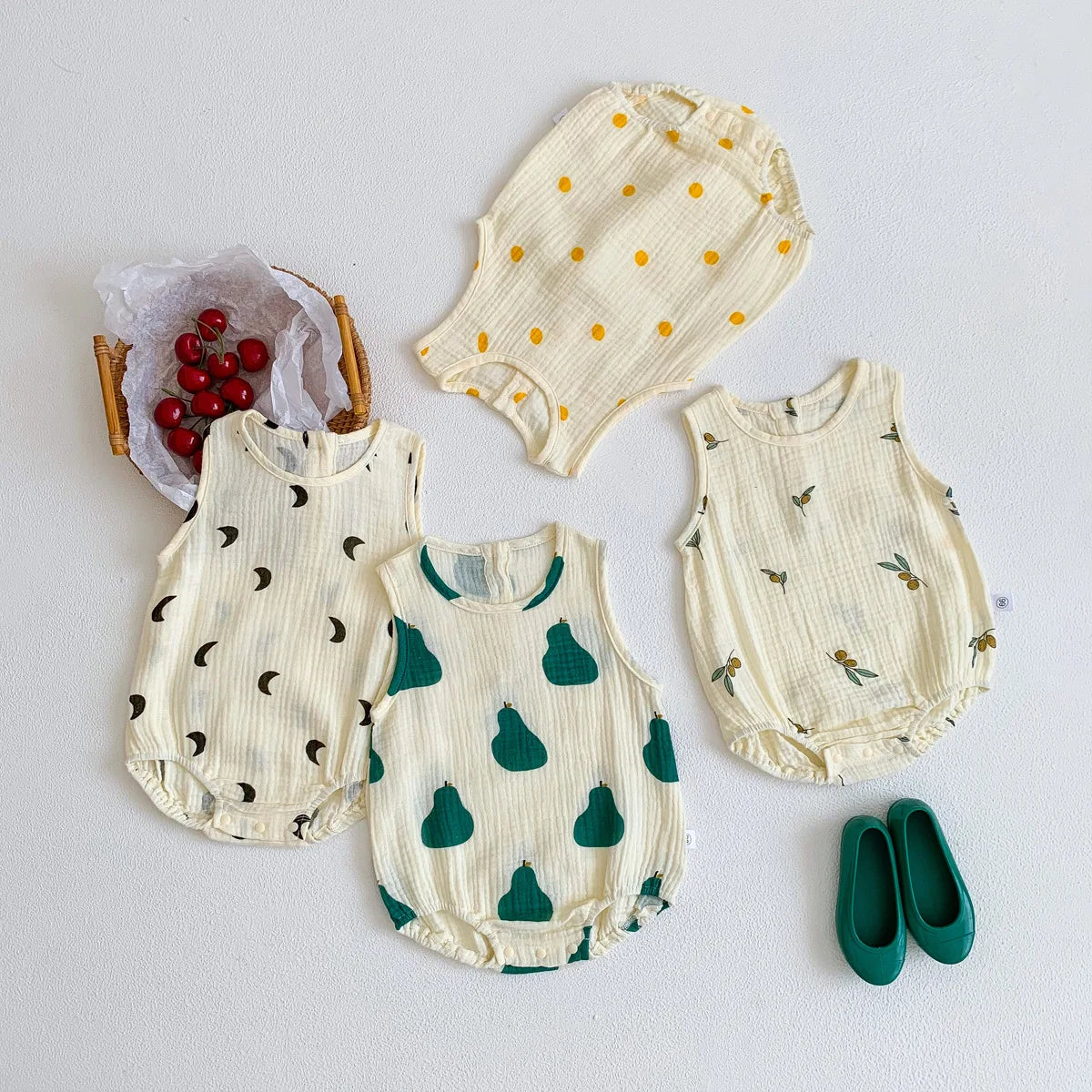 2023 neue Im Sommer Infant Neugeborene Baby Mädchen Jungen Falten Tuch Baumwolle Outfits Kinder Casual Overalls Kleinkind Bodys