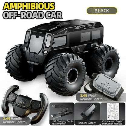 Q210 Amphibious Rc Car Dual Control 4WD Off-road Remote Control Waterproof Vehicle 2.4G Electric Climbing Crawler Toys for Kids